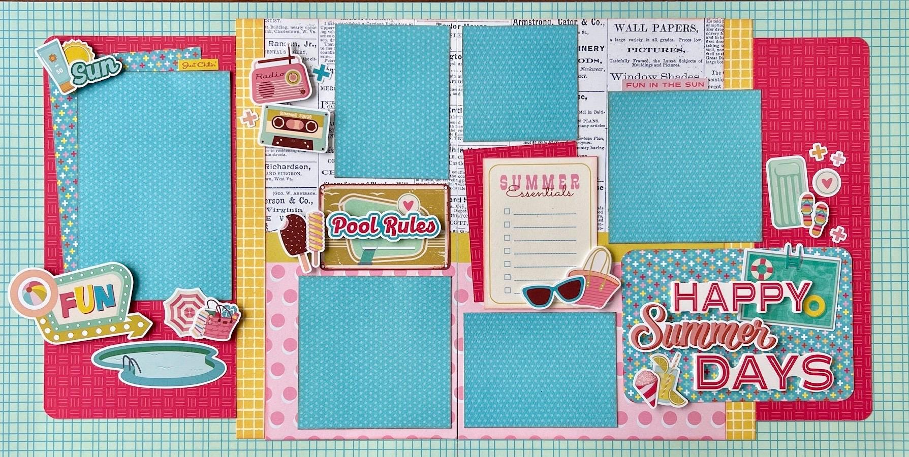 Happy Summer Days 12x12 Scrapbook Page Layout Kit - Etsy