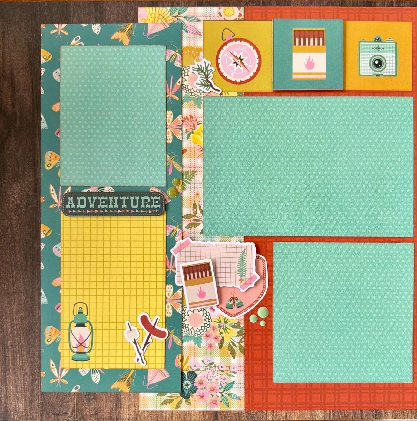 Outdoors and S’mores 12x12 Scrapbook Page Layout Kit - Etsy