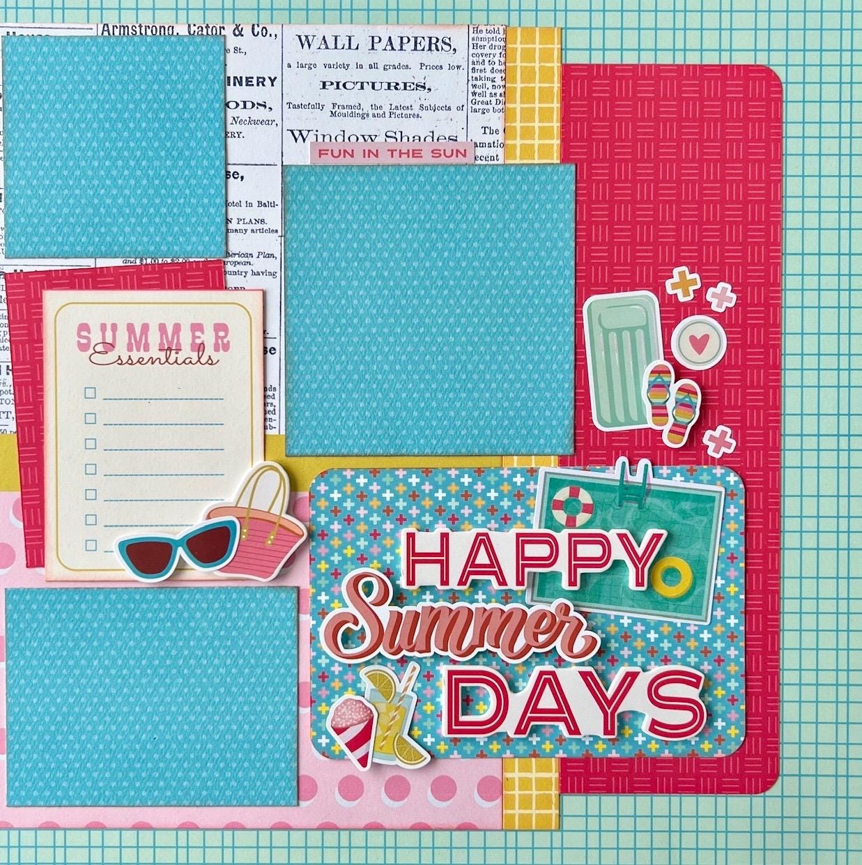 Happy Summer Days 12x12 Scrapbook Page Layout Kit - Etsy