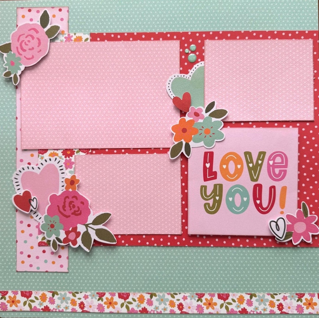 Love You (SS Heartstrings) 12x12 Scrapbook Layout Page Kit - Etsy
