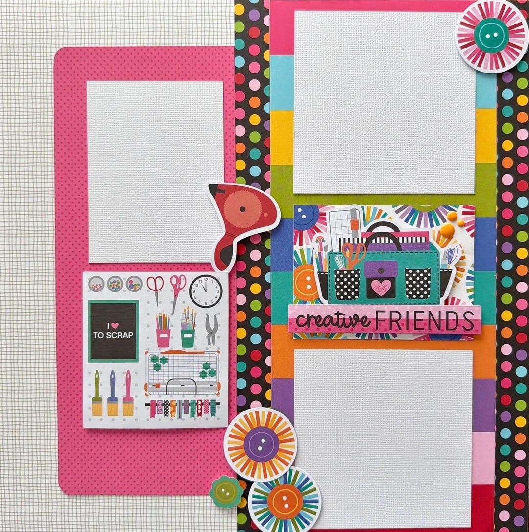 Scrappy Friends 12x12 Scrapbook Layout Page Kit - Etsy