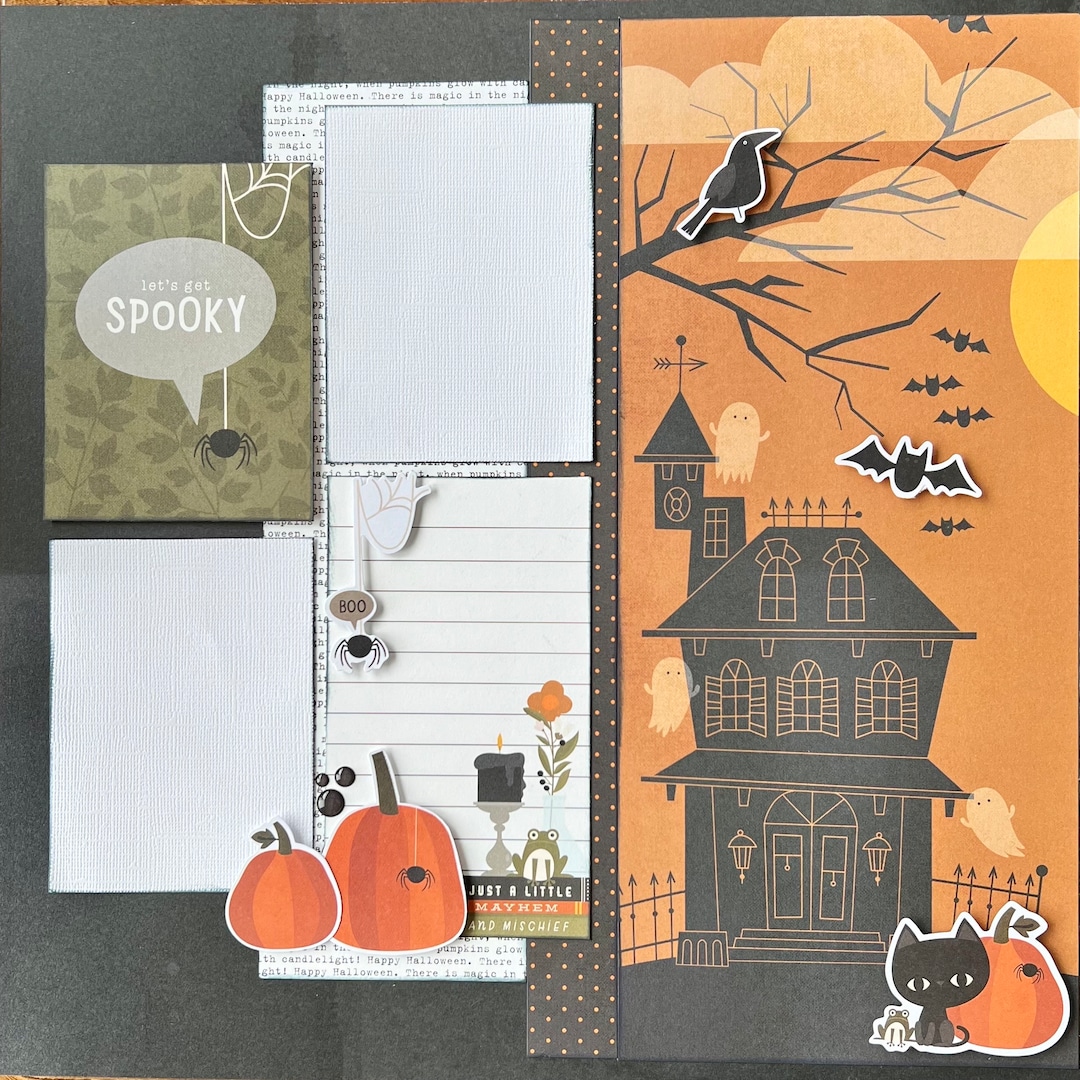 Let’s Get Spooky 12x12 Scrapbook Page Layout Kit Halloween - Etsy