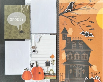 Let’s Get Spooky 12x12 Scrapbook Page Layout Kit Halloween