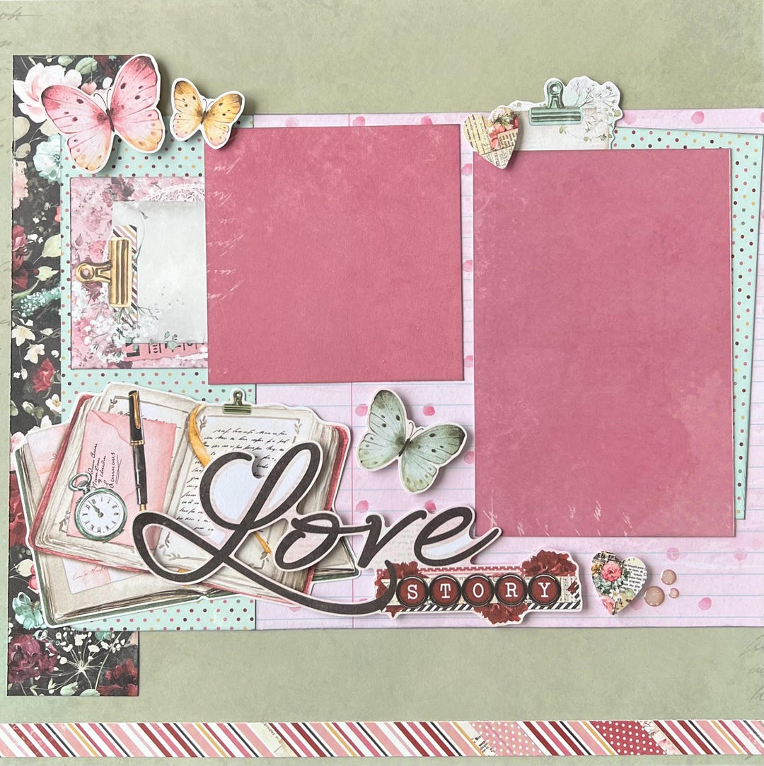 Love Story 12x12 Preassembled Scrapbook Layout Page Sample - Etsy