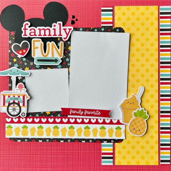 Family Fun 12x12 Scrapbook Layout Page Kit Travel Theme Park