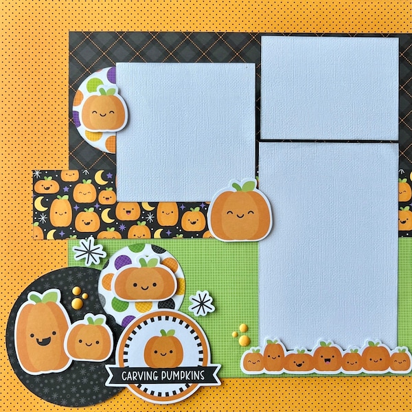 Carving Pumpkins  12x12 Scrapbook Layout Page Kit