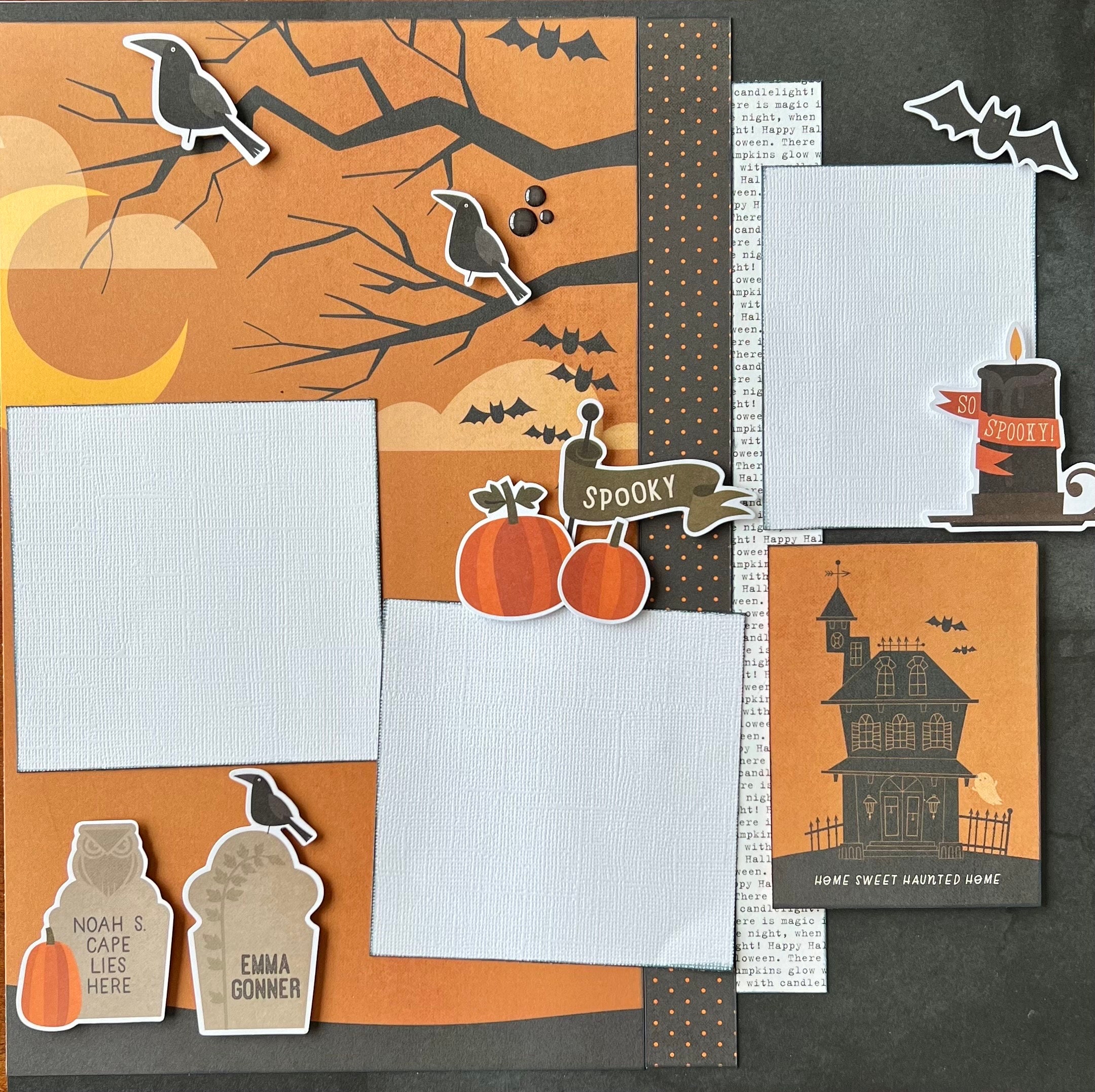 Lets Get Spooky 12x12 Scrapbook Page Layout Kit Halloween - Etsy