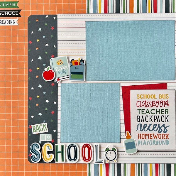 Back to School 12x12 Scrapbook Page Layout Kit
