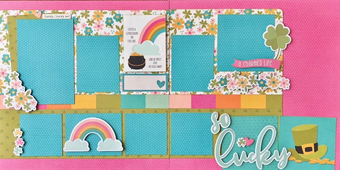 So Lucky 12x12 Scrapbook Layout Page Kit - Etsy