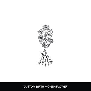5 Namen Geburtsblumenstrauß • Familie Geburtsmonat Tattoo • Fünf Namen Geburtstagsblumen • Kundenspezifisches Blumentattoo • DIGITALE DATEI