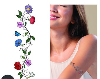 Floral Wrist Wrap • Birth Month Flowers • Custom Tattoo • Floral Family Design • Wraparound Tattoo Art • DIGITAL FILE