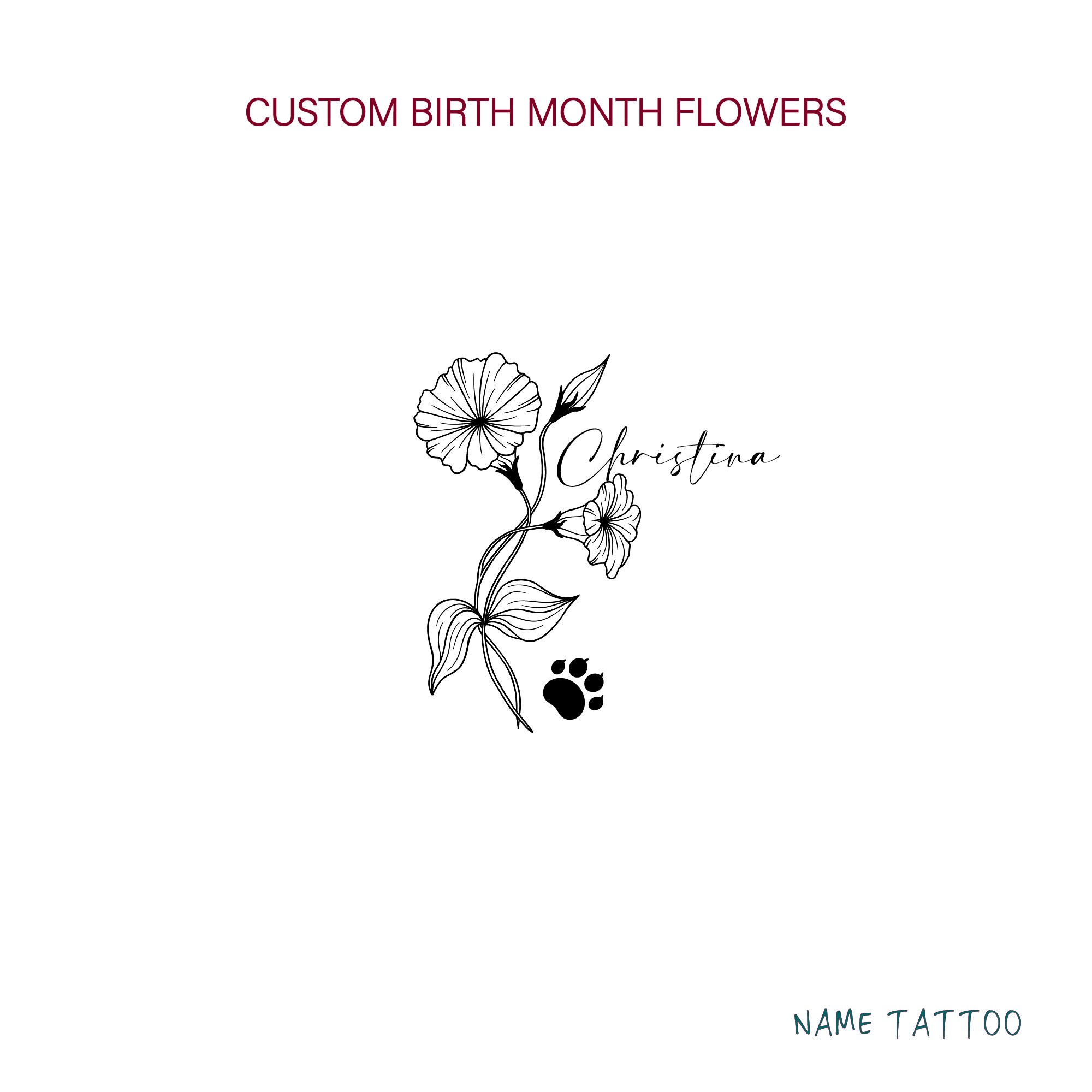 Cat Paw Print Tattoo with Name Ideas