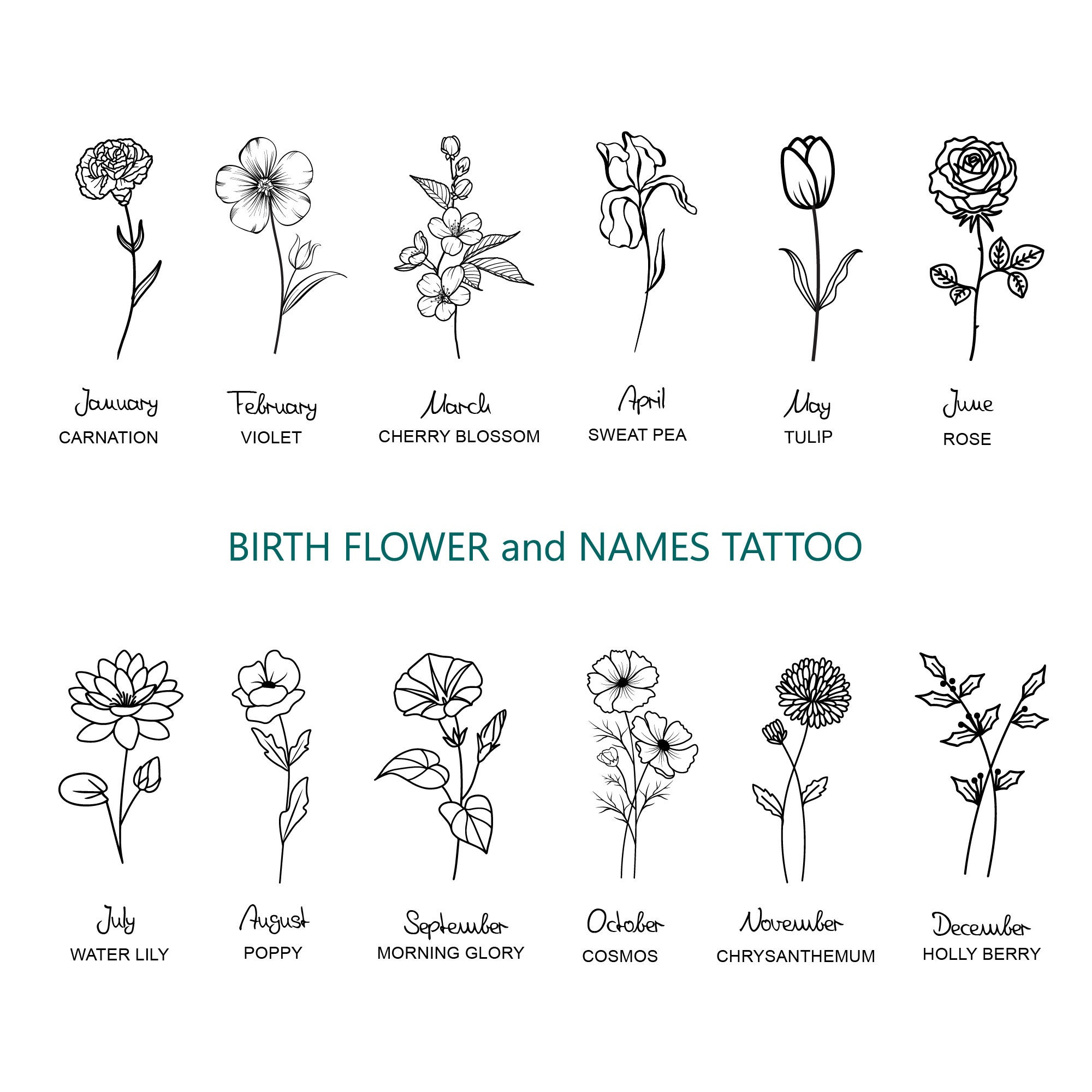 3 Birth Month Flower Tattoo Ideas