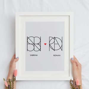 Custom Two Names Two Logos, Monogram, Graphic Art, Digital File ...