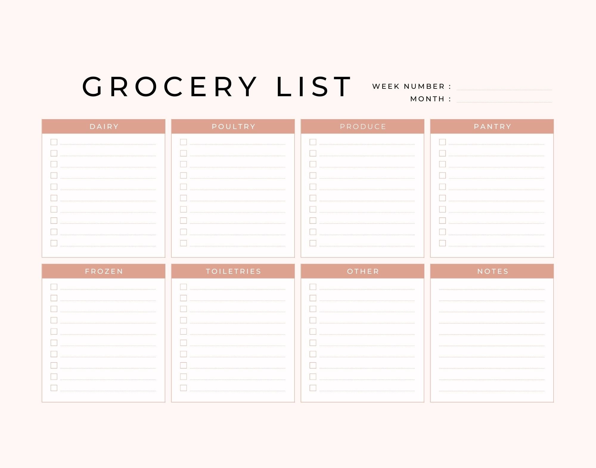 Grocery List Planner Printable Digital Download Jpeg Png Svg Etsy