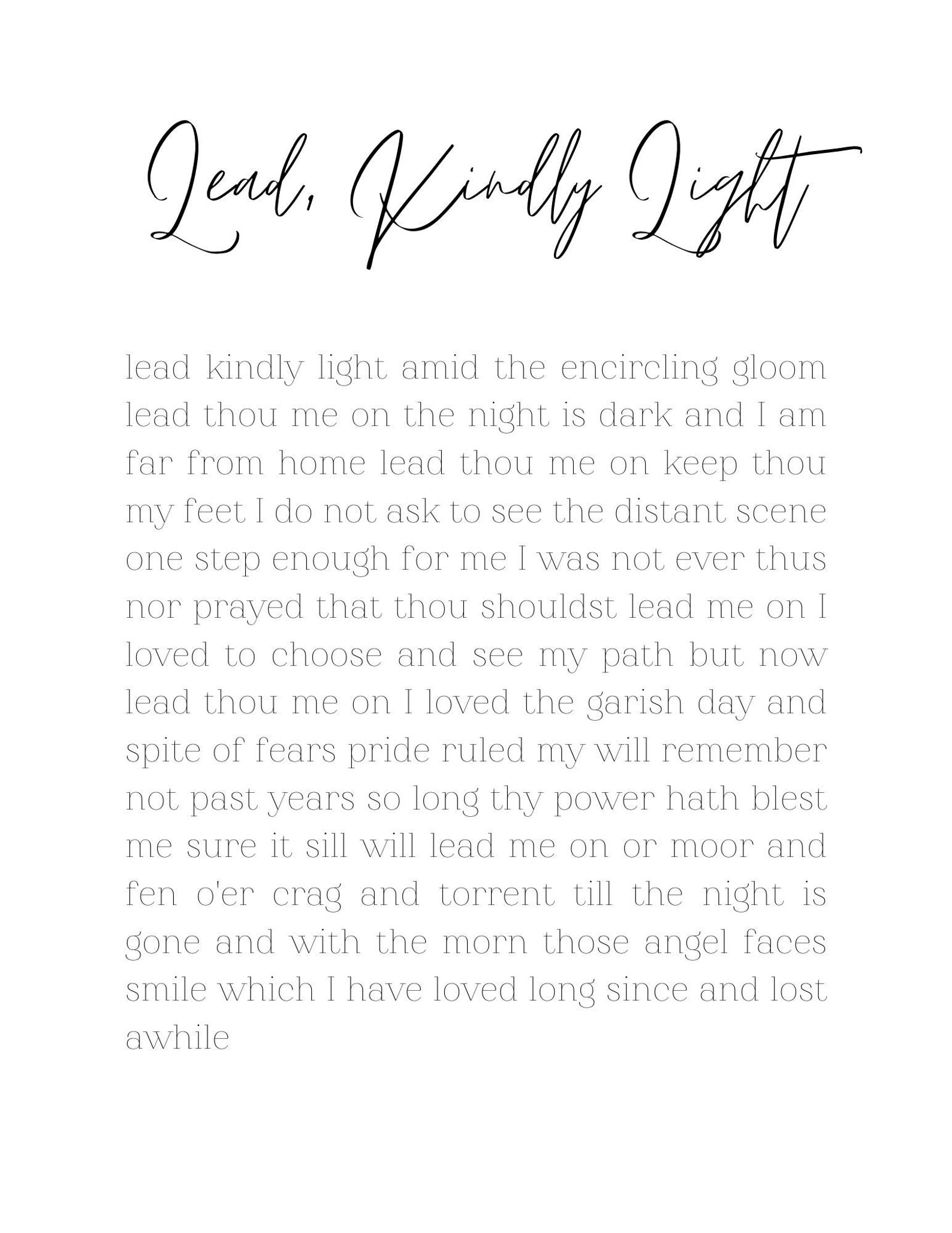 Lead Kindly Light Minimalist Christian Digital Download Wall Etsy