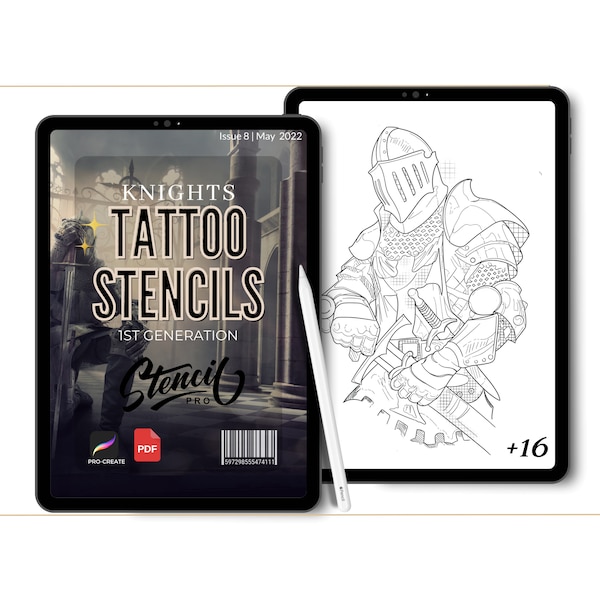 Knights Brushes Procreate Brush Set | Knights Tattoo Stamp Brushes | Procreate Brushes for Tattoo Reference| Digital art