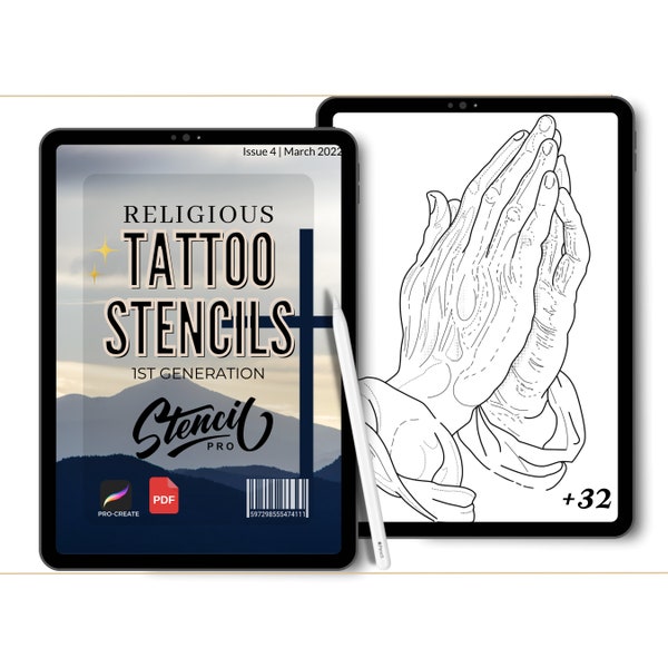 Religiöses Christentum Pinsel Procreate Pinsel Set | Religiöse Tattoo Stempel Pinsel | Procreate Pinsel für Tattoo Referenz| Digitale Kunst