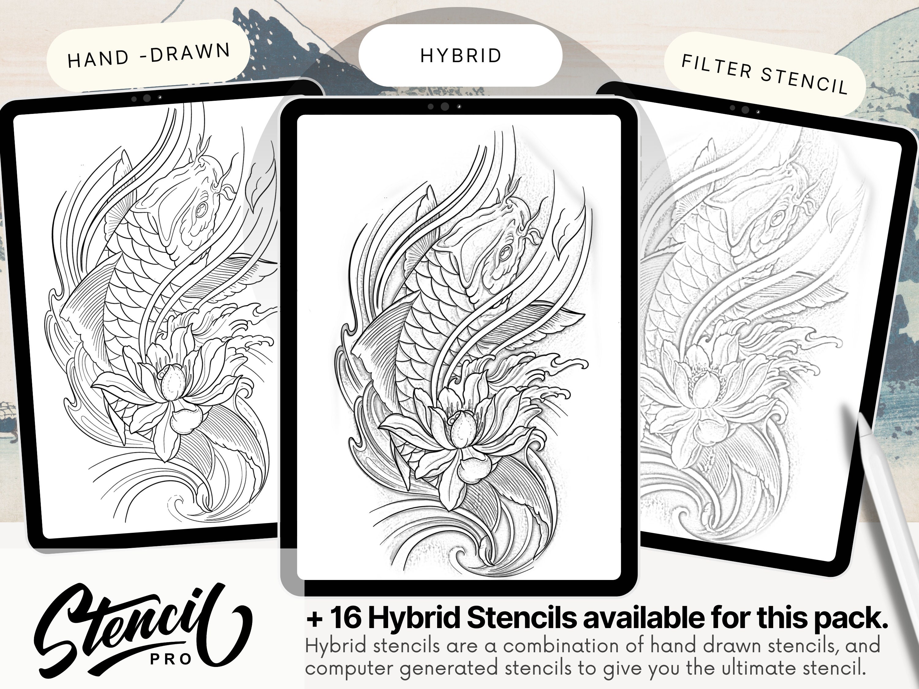 Japanese Brushes Procreate Brush Set Gangster Tattoo Stamp Etsy