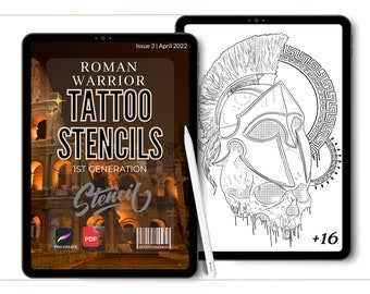 Roman Warrior Brushes Procreate Brush Set | Roman Tattoo Stamp Brushes | Procreate Brushes for Tattoo Reference| Digital art Tattoo Stencil