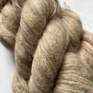 Hand-Dyed Lace Suri Silk Cloud Yarn in Khaki, 50g
