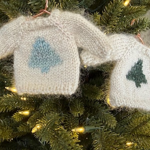 Hand Knit Mini Sweater Ornament | Evergreen Tree, Holiday Decor