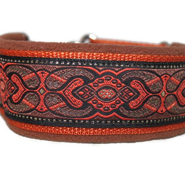 Dog collar Renaissance ocher - padded - different widths, adjustable