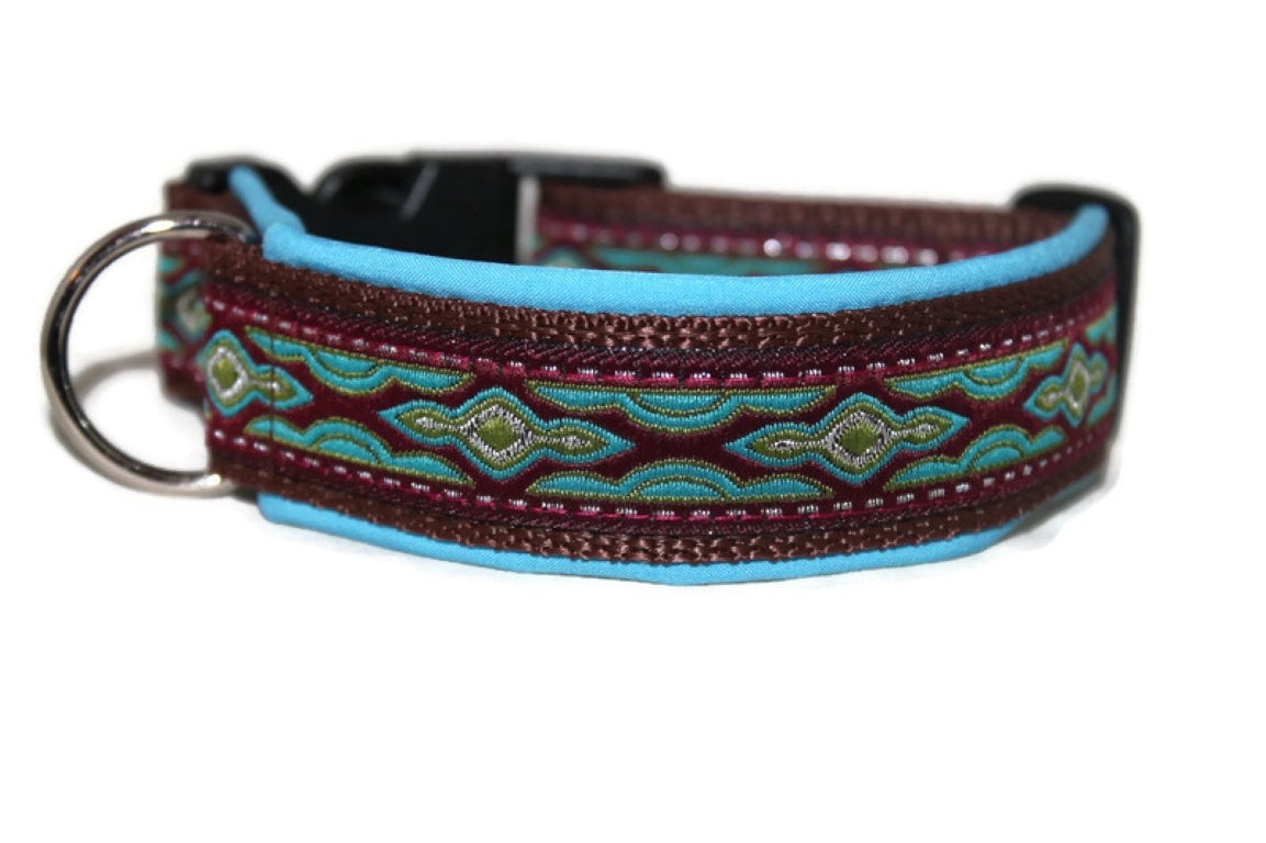 Dog collar Lava Turquoise - padded - optionally with leash - various widths