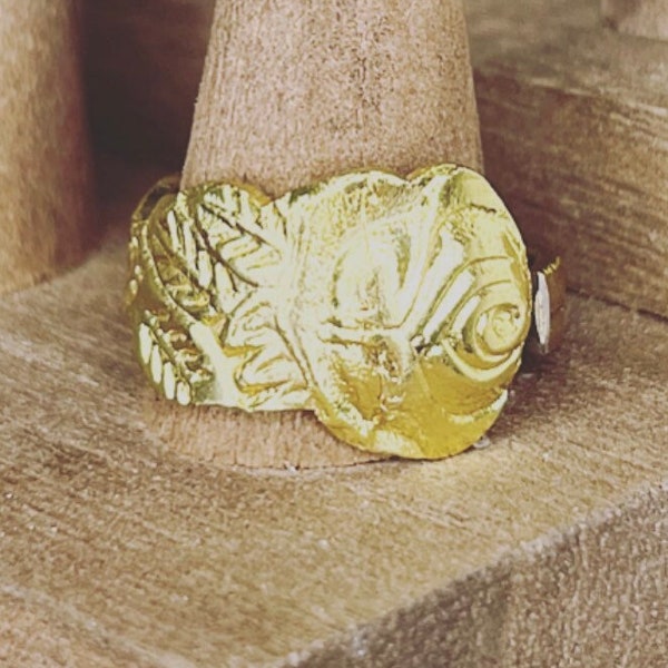 Gold Rose Spoon Ring, Gold Ring, Rose Ring, Vintage Ring, Remade Jewelry, Recycled Jewelry, Lupus Spoon Theory, Spoonie, June Birth Flower