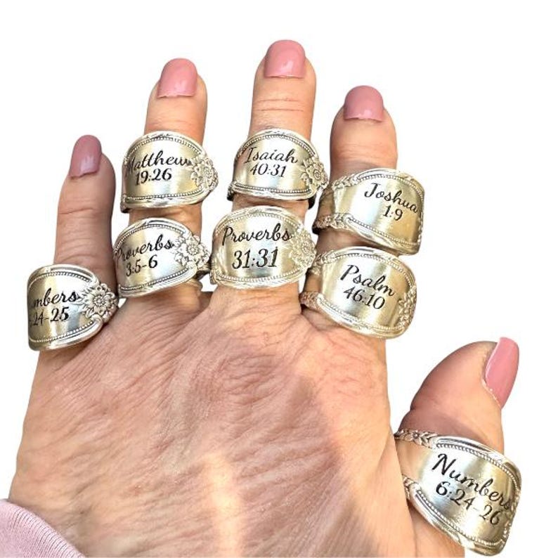 Custom Bible Verse Spoon Ring in the Remembrance Pattern Custom Spoon ...