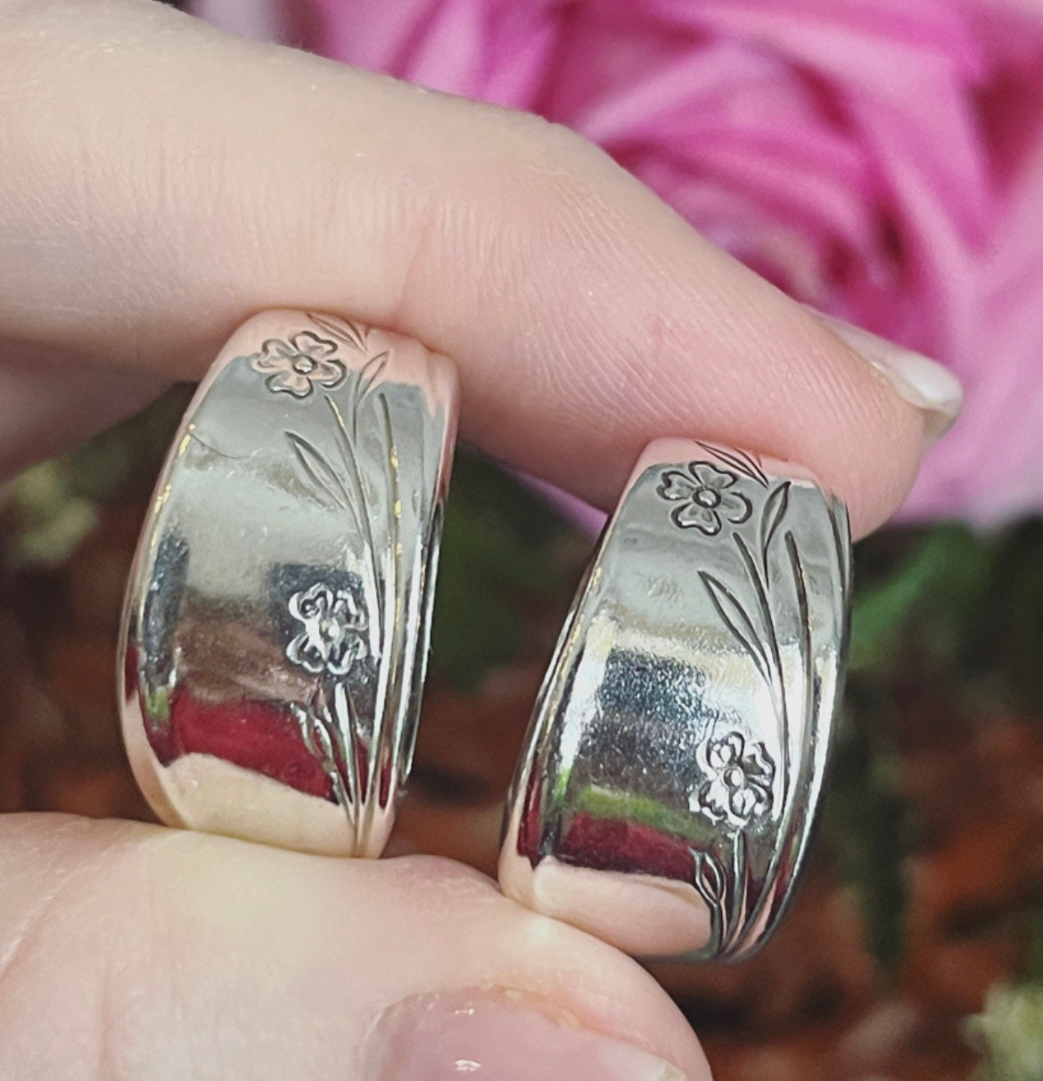 Springtime Spoon Ring, Upcycled Jewelry, Wrap Around Spoon Ring, Silverware Ring, Spring Jewelry, Flower Ring, Eco Friendly Fashion, Spoonie