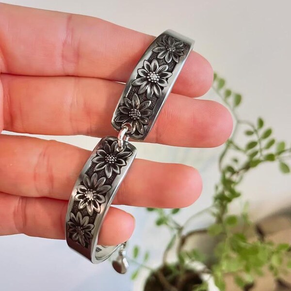 SUNFLOWER Spoon Bracelet Suncrest Charm,Vintage Bracelet, Silverware Bracelet, Spoon Jewelry, Gifts for Her, Sunflower Gift, Trendy Jewelry
