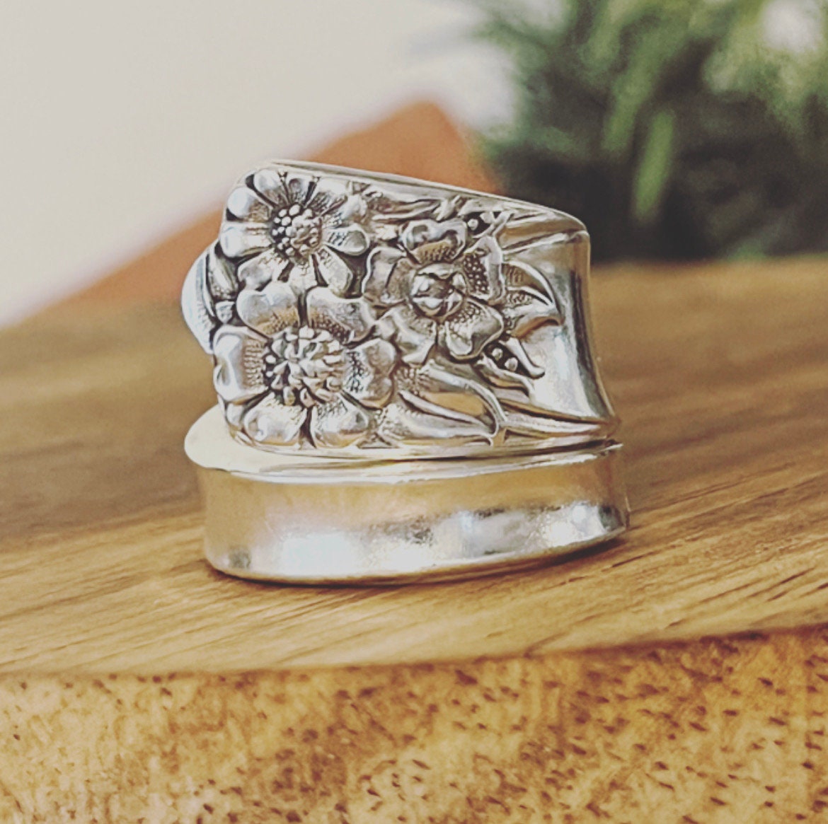 April Spiral Spoon Ring, Silverware  Ring, Vintage Silverware, Gifts for Her, Recycled Jewelry, Sunflower Ring, Spoonie