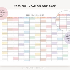 2025 Year Planner Printable | Year at a Glance | One Page Yearly