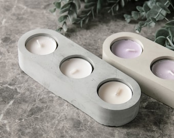 Candle Concrete Holder, Double Candle Holder, Candle Tray, Tealight Holder, Tealight Tray, Small Candle Holder, Concrete Decor, Gift Idea