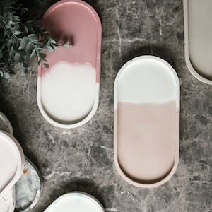 Large Oval Tray Candle Jewelry Concrete Trinket Tray Display Perfume Dish Coaster Home Living room Table Decor Christmas Birthday Gift Idea