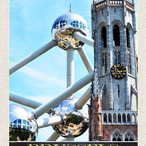 Sign Brussels Belgium Brussels Belgium Atomium 12x18 20x30 30x40 sheet metal/wood