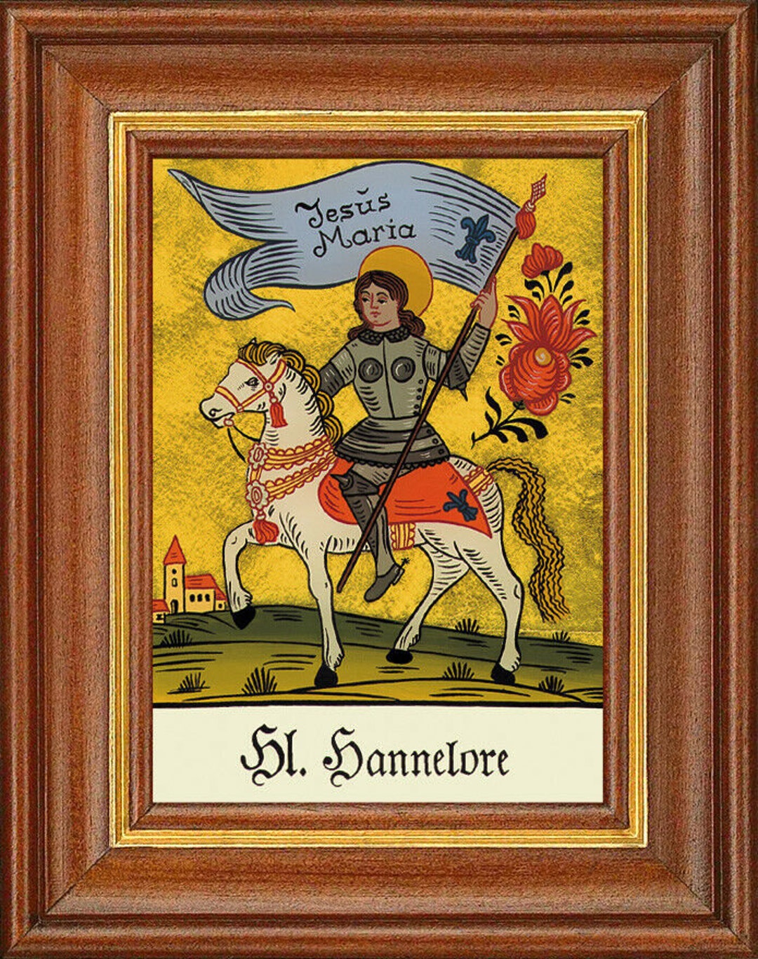 Hinterglasbild Hl. Raphael – Handbemalt Mit Blatt Produktbild-Vorschau 3