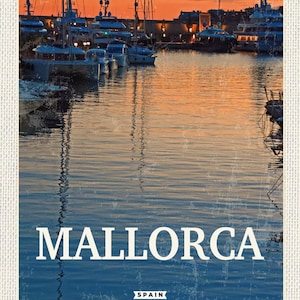 Sign saying Mallorca Spain Spain harbor messenger jw
