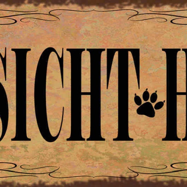 Schild vorsicht hund achtung wachhund haus tier 27x10 blech od.holz