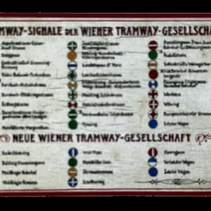 Nostalgia wooden sign tramway signals Viennese company tram sign
