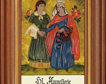 Imagem atrás do vidro - santa anneliese - imagem do padroeiro batismo homônimo 12,7x16 th