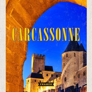 Cartello Carcassonne Francia città 12x18 20x30 30x40 lamiera o legno