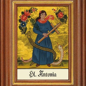 Hinterglasbild - heilige antonia - patronatsbild taufe namenspatron 12,7x16 th