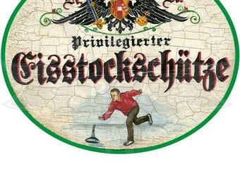Kuk nostalgia wooden sign &quot;ice stock shooter&quot;