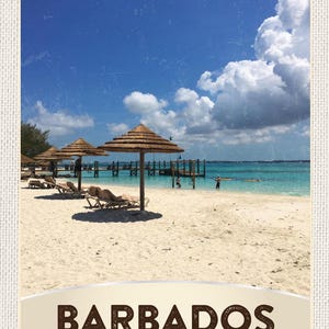 Panneau Barbade "France" plage mer île 12x18 20x30 30x40 tôle/bois