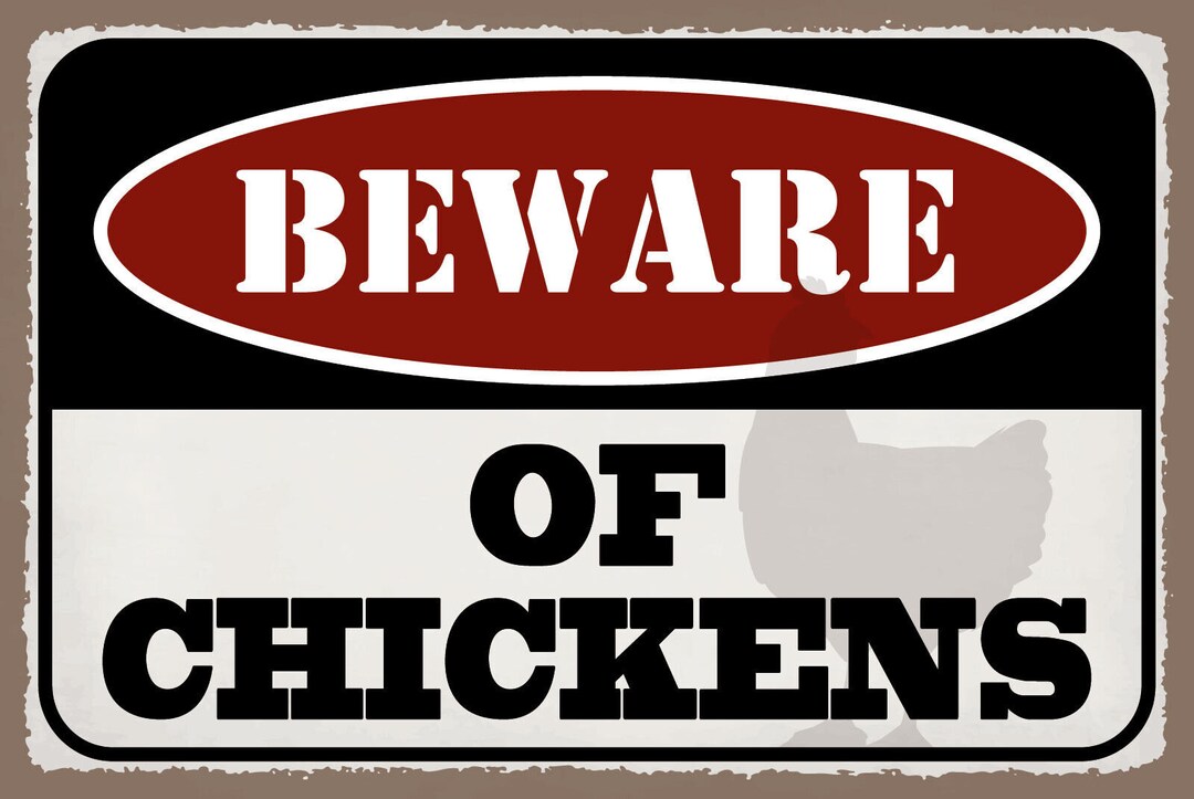Sign Beware Chickens Beware Chickens Rooster 12x18 / 20x30 / 30x40