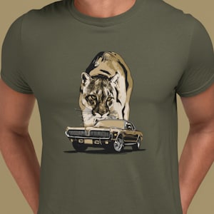 1968 Mercury Cougar T-Shirt: Gold Theme Classic Car Tee