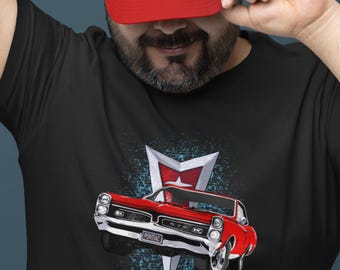 Classic car shirt featuring red 67 Pontiac GTO - Unisex T-shirt - 1967 muscle car