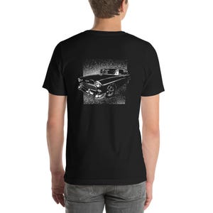 Classic Car shirt featuring a 55 Chevy Nomad. Unisex classic tee with image on back.